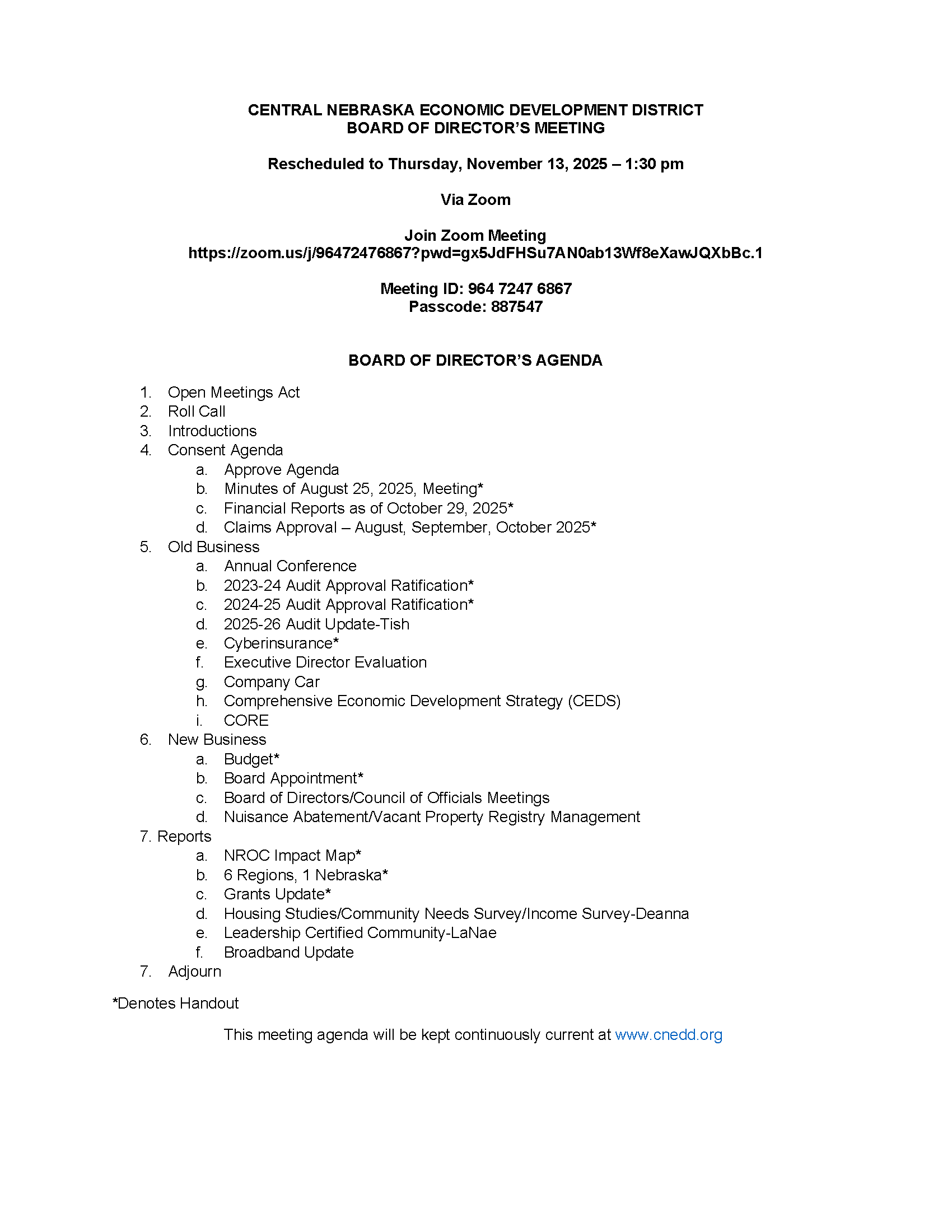 Board-COO AGENDA 13Nov2025